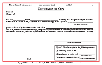 Montana Certified Copy Notarial Certificate Pad