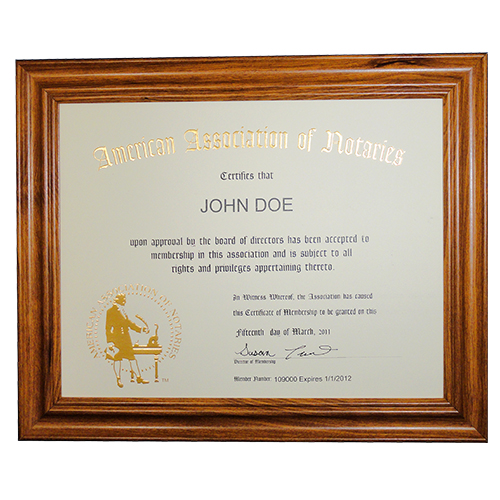 AAN Membership Certificate Frame - Montana